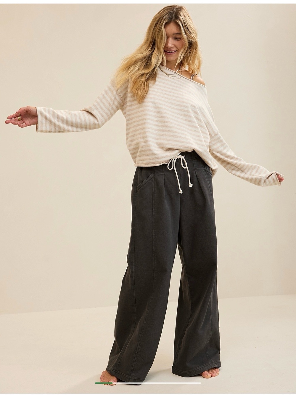 aerie Smokey Gray dreamy tie Waist Trousers